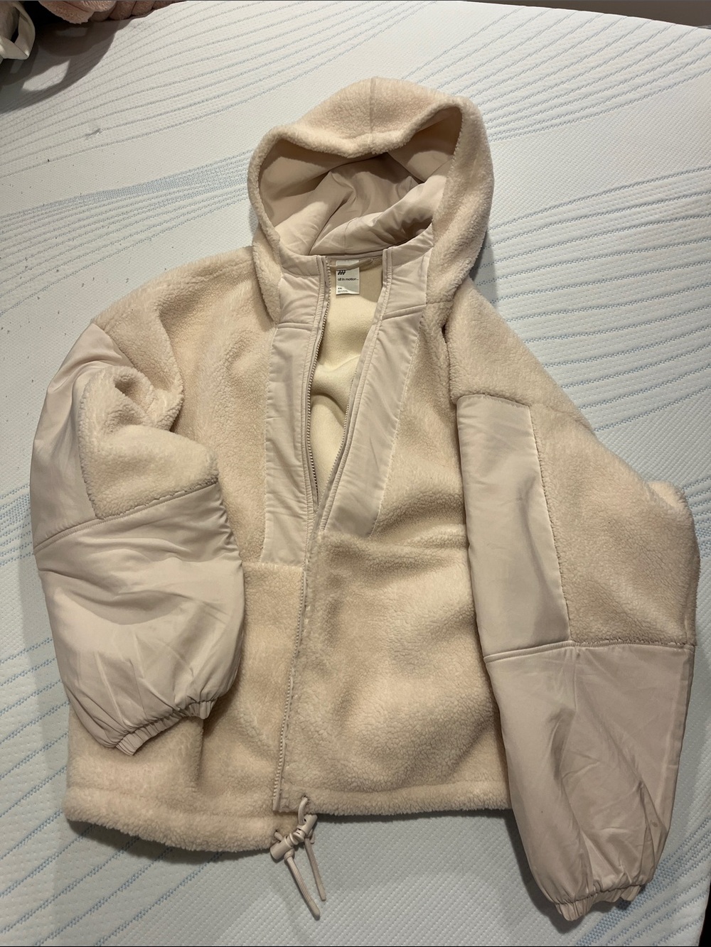 all in motion Light Cream Sherpa-Lined Hooded Jacket